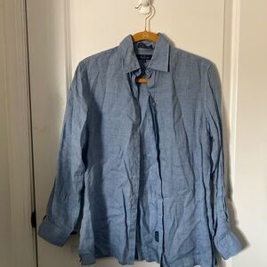 Faconnable Blue Button Down Shirt Lightweight Long Sleeve